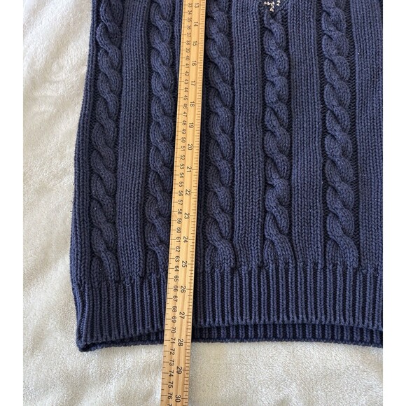 Outback Red Sweater Vest Large Cable Knit 100% Cotton Navy Preppy Academia VTG - Picture 5 of 8